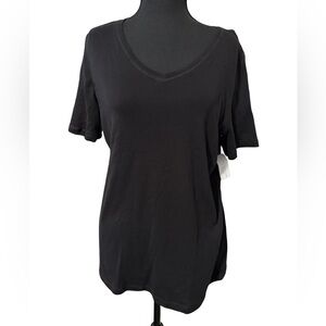 Christopher & Banks Black V-Neck Short Sleeve Tee - Classic Fit